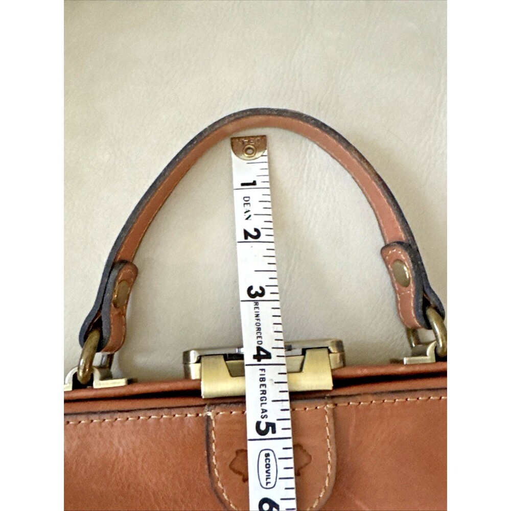 Patricia Nash Leather Gracchi Frame Satchel Bag Brown Top Handle Y2K - Picture 9 of 15